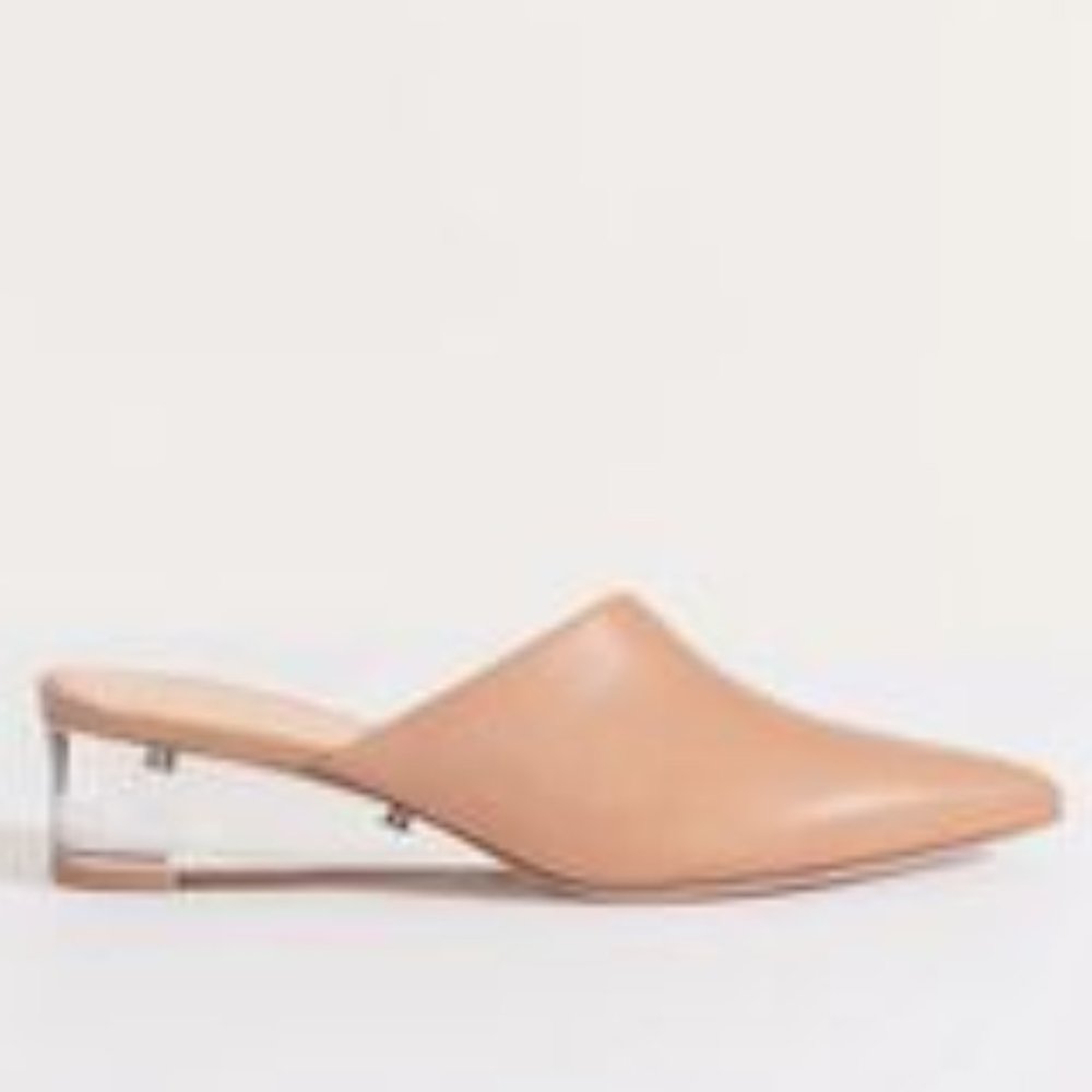NWT Veronica Beard Ricky Nude Leather Mule with Translucent Lucite Wedge Heel - Picture 7 of 12